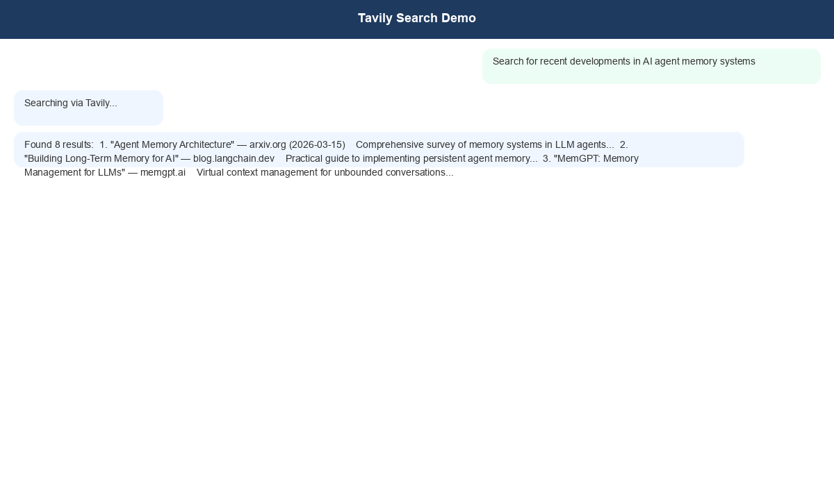 Tavily search demo