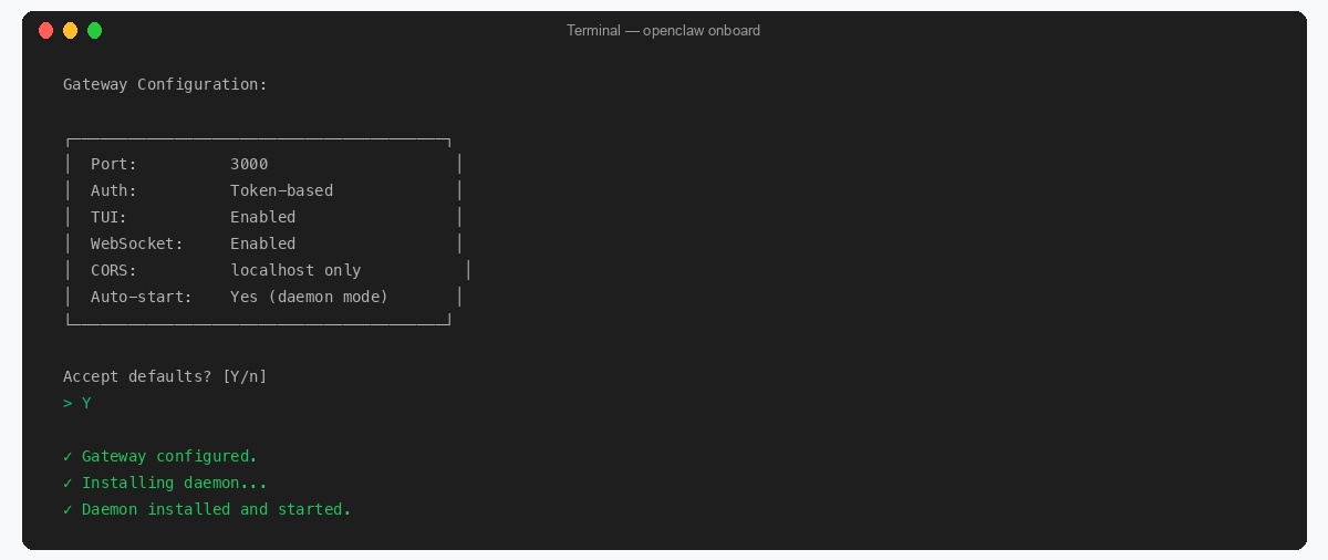 OpenClaw onboard gateway TUI default