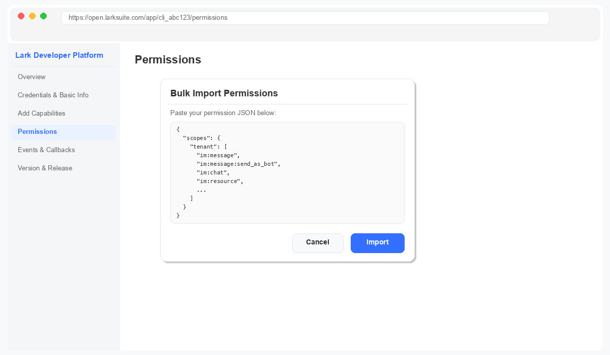 Feishu apply for permissions
