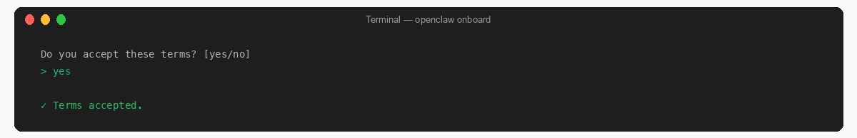 OpenClaw onboard accept warning