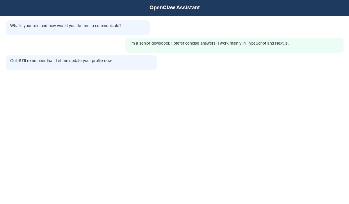 User sharing profile with OpenClaw