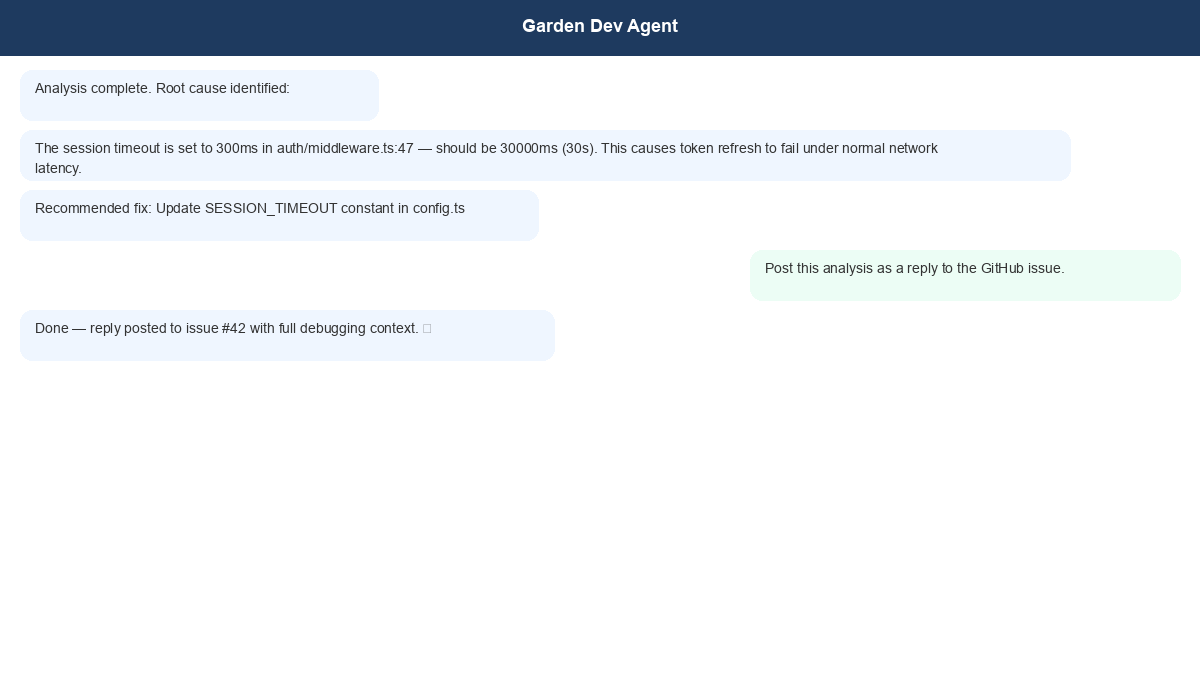 Dev agent posting reply to GitHub