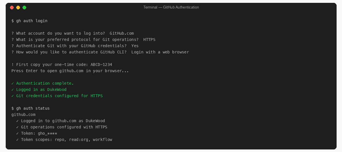 gh auth login flow