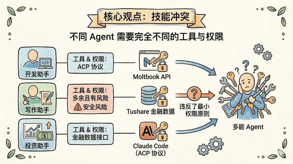 第二，技能冲突 — OpenClaw screenshot